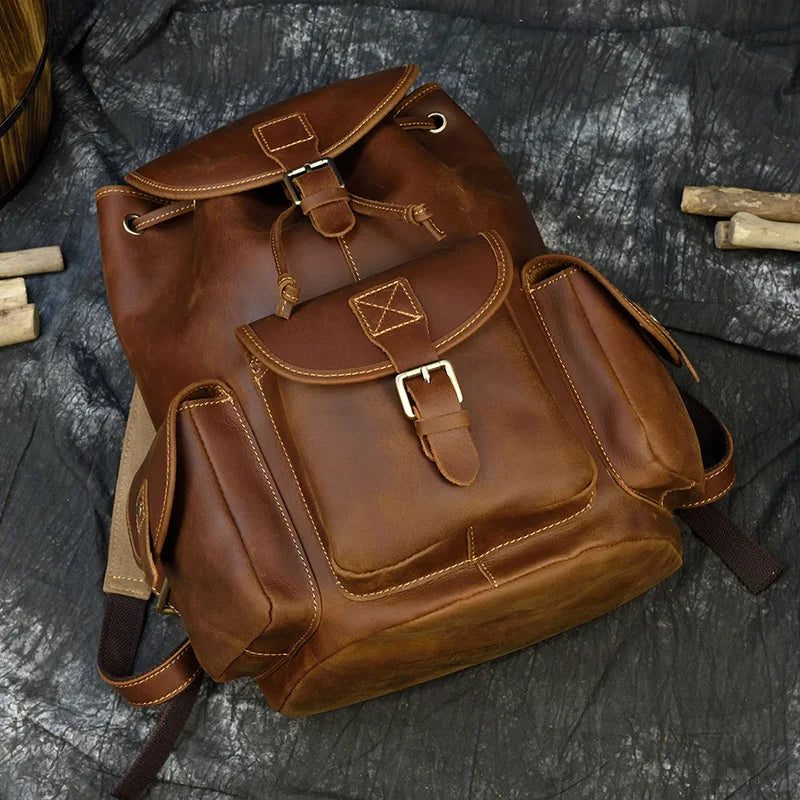 Premium Vintage Leather Backpack - Premium Backpacks from WackyVenture - Just €139.95! Shop now at WackyVenture