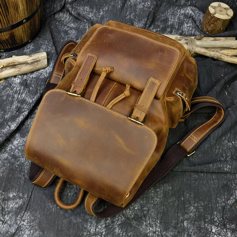 Premium Vintage Leather Backpack - Premium Backpacks from WackyVenture - Just €139.95! Shop now at WackyVenture