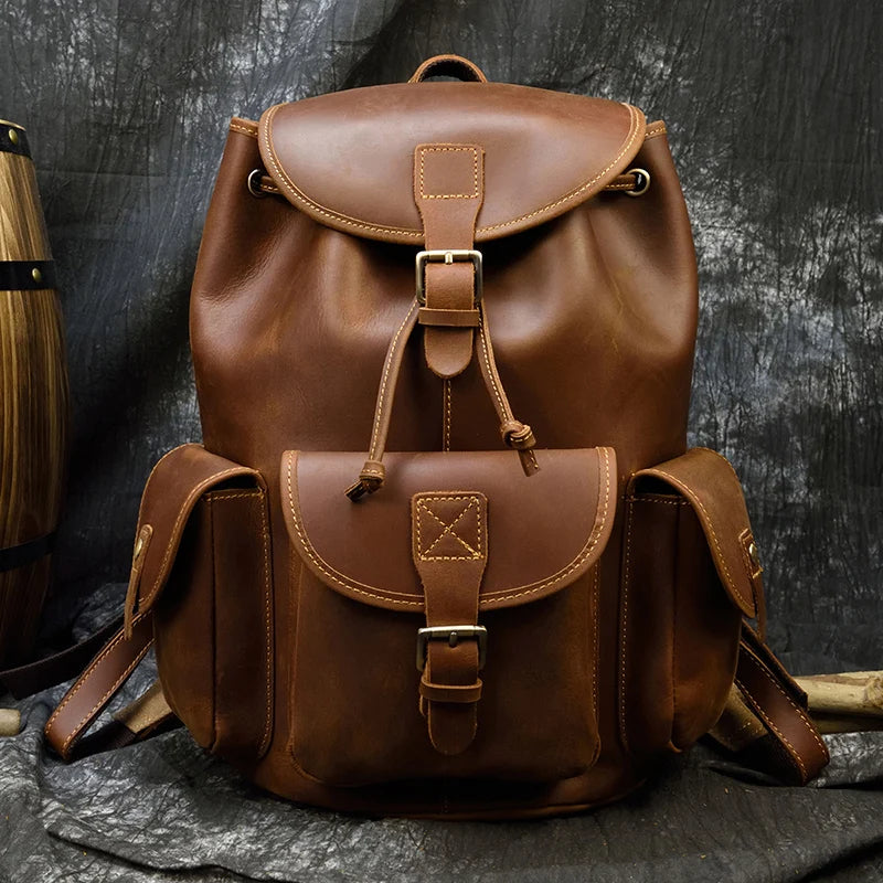 Premium Vintage Leather Backpack - Premium Backpacks from WackyVenture - Just €139.95! Shop now at WackyVenture