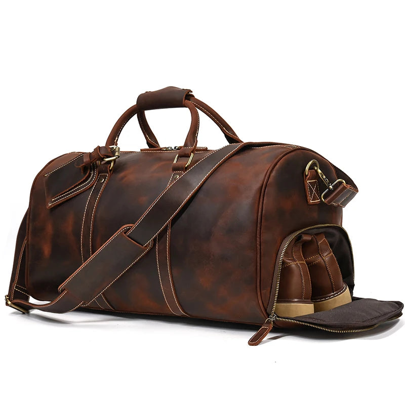 Premium Vintage Leather Travel Bag - Premium Duffel Bags from WackyVenture - Just €149.95! Shop now at WackyVenture