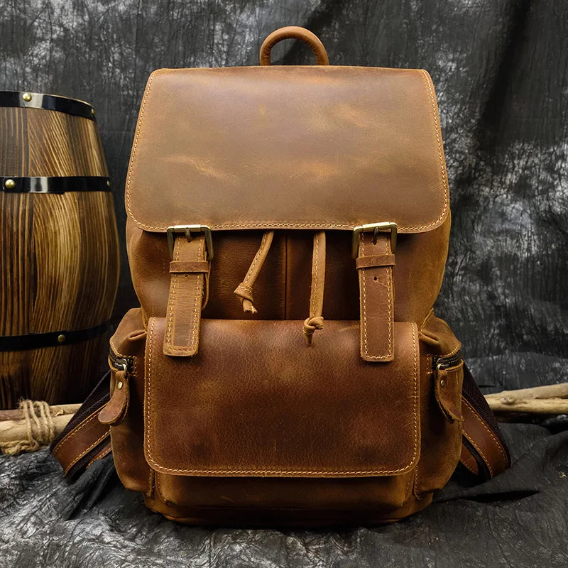 Premium Vintage Leather Backpack - Premium Backpacks from WackyVenture - Just €139.95! Shop now at WackyVenture