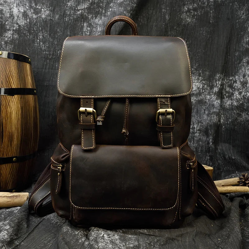 Premium Vintage Leather Backpack - Premium Backpacks from WackyVenture - Just €139.95! Shop now at WackyVenture