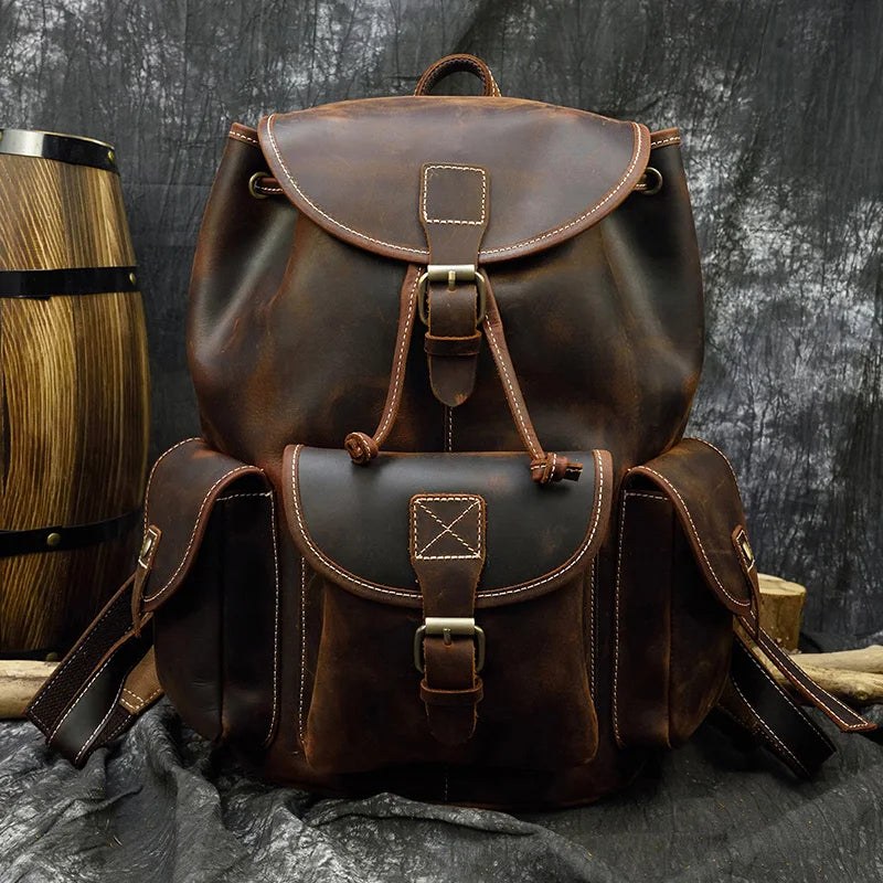 Premium Vintage Leather Backpack - Premium Backpacks from WackyVenture - Just €139.95! Shop now at WackyVenture