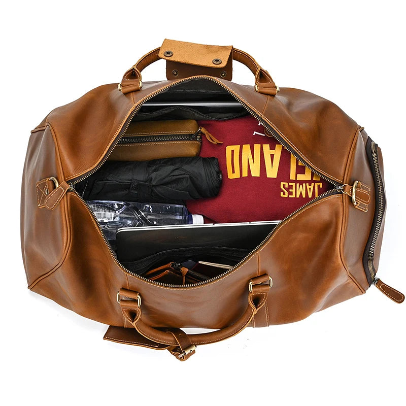 Premium Leather Travel Bag - Premium Duffel Bags from WackyVenture - Just €119.95! Shop now at WackyVenture